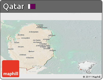 Satellite Panoramic Map of Qatar, lighten