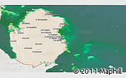Satellite Panoramic Map of Qatar, lighten, semi-desaturated, land only