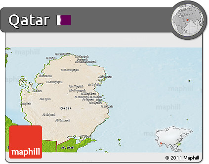 Satellite Panoramic Map of Qatar, physical outside