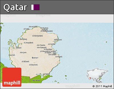 Satellite Panoramic Map of Qatar, physical outside