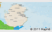 Satellite Panoramic Map of Qatar, political shades outside