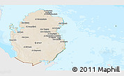 Satellite Panoramic Map of Qatar, single color outside, bathymetry sea