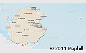 Satellite Panoramic Map of Qatar, single color outside, shaded relief sea