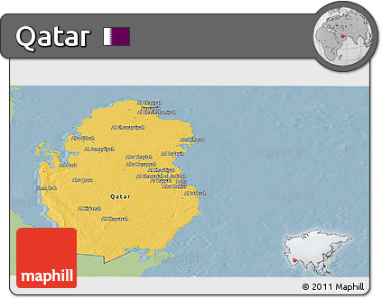 Savanna Style Panoramic Map of Qatar, single color outside