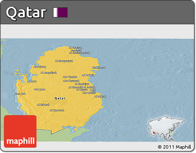 Savanna Style Panoramic Map of Qatar, single color outside