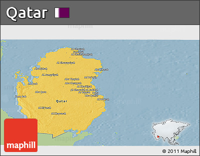 Savanna Style Panoramic Map of Qatar, single color outside