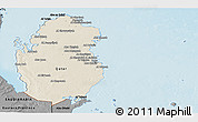 Shaded Relief Panoramic Map of Qatar, darken, desaturated, land only