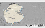 Shaded Relief Panoramic Map of Qatar, darken, desaturated
