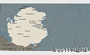 Shaded Relief Panoramic Map of Qatar, darken