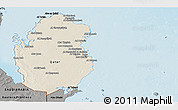 Shaded Relief Panoramic Map of Qatar, darken, semi-desaturated, land only
