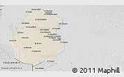 Shaded Relief Panoramic Map of Qatar, desaturated