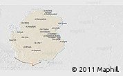 Shaded Relief Panoramic Map of Qatar, lighten, desaturated