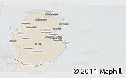 Shaded Relief Panoramic Map of Qatar, lighten, semi-desaturated