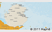 Shaded Relief Panoramic Map of Qatar, political outside