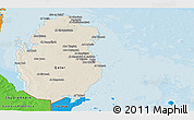 Shaded Relief Panoramic Map of Qatar, political shades outside