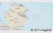 Shaded Relief Panoramic Map of Qatar, semi-desaturated, land only