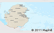 Shaded Relief Panoramic Map of Qatar, single color outside, bathymetry sea