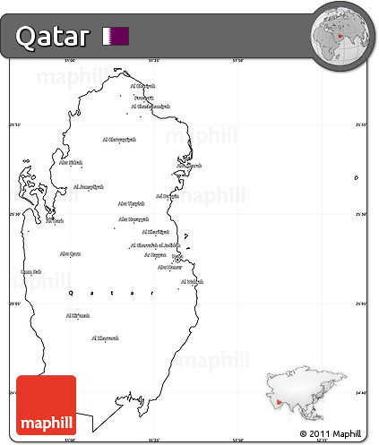 Blank Simple Map of Qatar, cropped outside