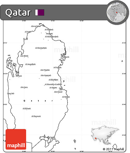 Blank Simple Map of Qatar
