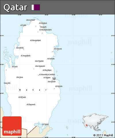 Classic Style Simple Map of Qatar