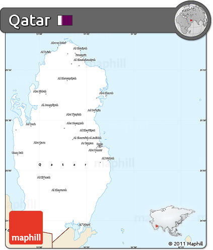 Classic Style Simple Map of Qatar
