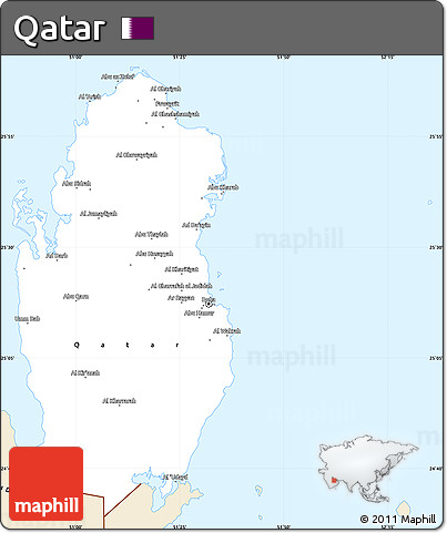 Classic Style Simple Map of Qatar