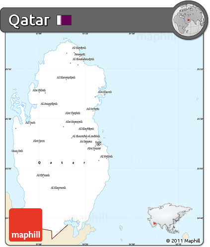 Classic Style Simple Map of Qatar, single color outside