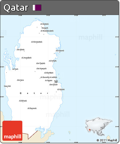 Classic Style Simple Map of Qatar, single color outside