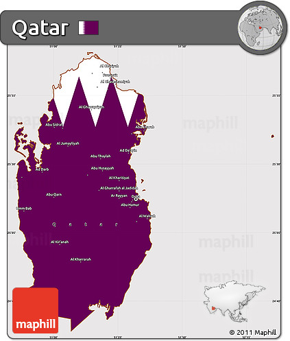 Flag Simple Map of Qatar, flag aligned to the middle