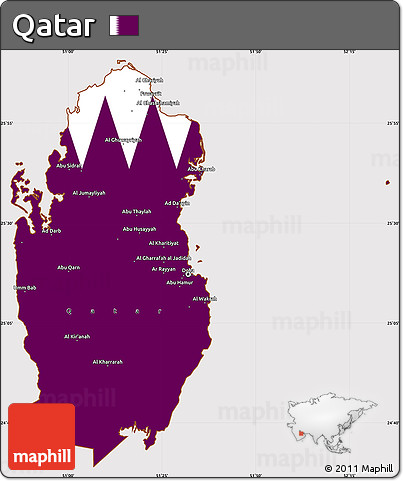 Flag Simple Map of Qatar, flag aligned to the middle
