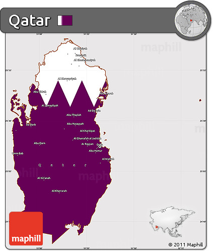 Flag Simple Map of Qatar, flag rotated