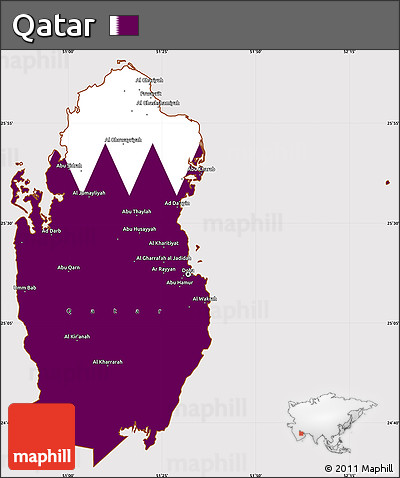 Flag Simple Map of Qatar, flag rotated