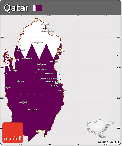 Flag Simple Map of Qatar, flag rotated