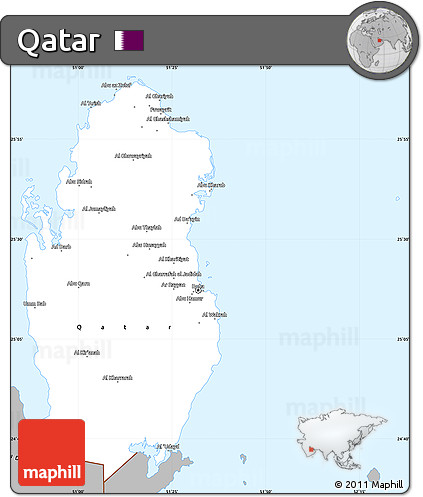 Gray Simple Map of Qatar