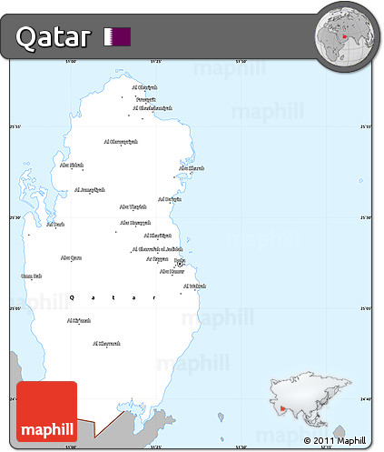 Gray Simple Map of Qatar, single color outside