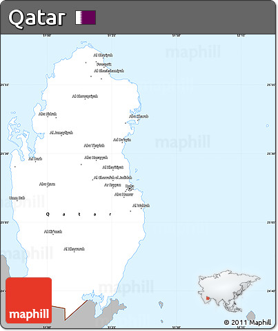Gray Simple Map of Qatar, single color outside