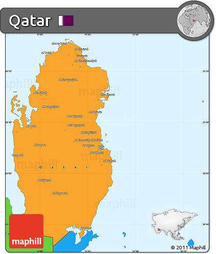Political Simple Map of Qatar, political shades outside