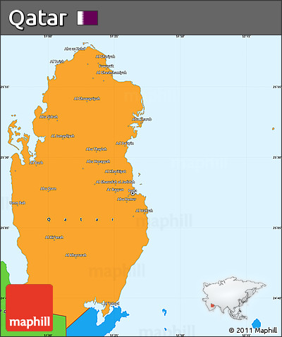 Political Simple Map of Qatar, political shades outside