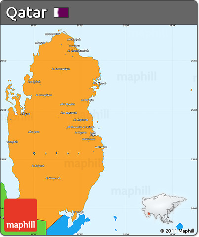 Political Simple Map of Qatar, political shades outside
