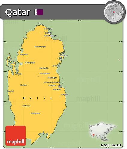 Savanna Style Simple Map of Qatar, cropped outside