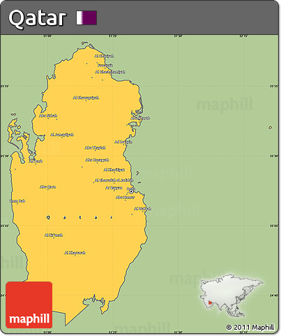 Savanna Style Simple Map of Qatar, cropped outside