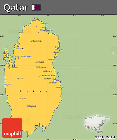 Savanna Style Simple Map of Qatar, cropped outside