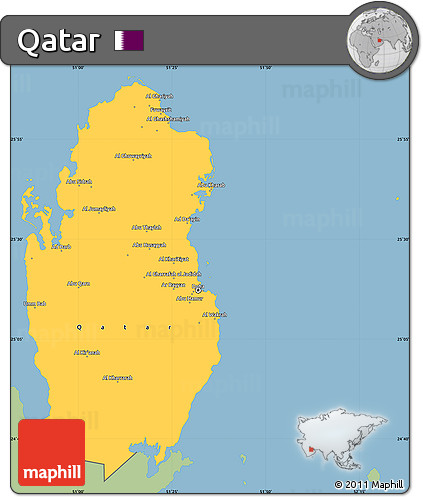 Savanna Style Simple Map of Qatar, single color outside