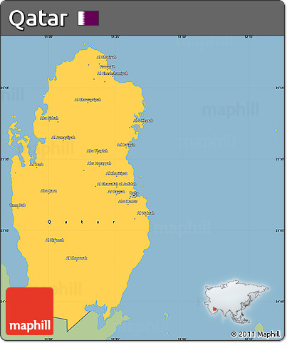 Savanna Style Simple Map of Qatar, single color outside