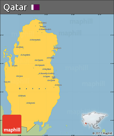 Savanna Style Simple Map of Qatar, single color outside