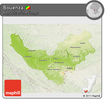 Physical 3D Map of Bouenza, lighten