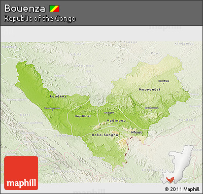 Physical 3D Map of Bouenza, lighten
