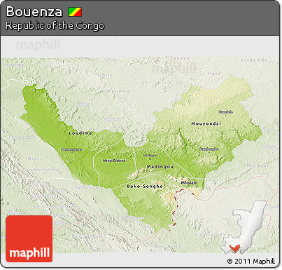 Physical 3D Map of Bouenza, lighten