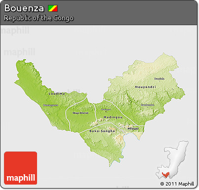 Physical 3D Map of Bouenza, single color outside
