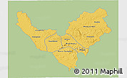 Savanna Style 3D Map of Bouenza, single color outside